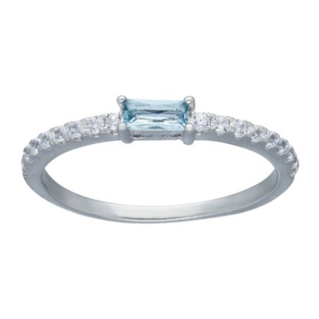 Anillo circonita celeste plata rodiada