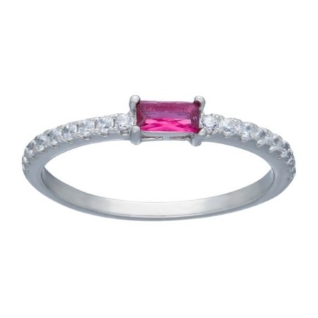 Anillo circonita rosa plata rodiada