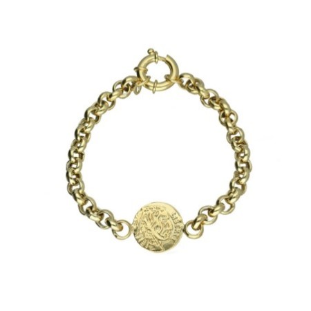 Pulsera moneda plata chapada en oro