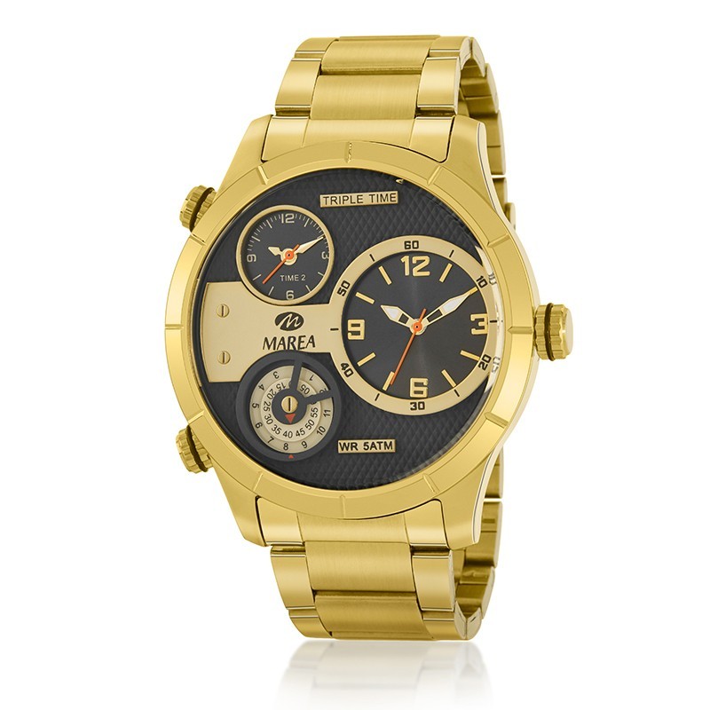 Reloj Analógico Marea B54179/3 Hombre Dorado Esfera Negra