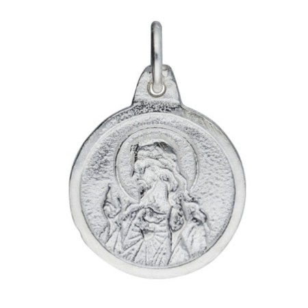 Medalla Escapulario V.Carmen Y S. Corazón plata de ley 16 MM plata de ley