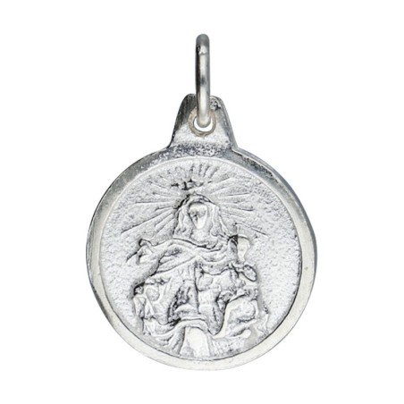 Medalla Escapulario V.Carmen Y S. Corazón plata de ley 16 MM plata de ley