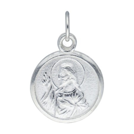 Medalla Escapulario V.Carmen Y S. Corazón plata de ley 18  MM plata de ley