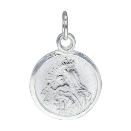 Medalla Escapulario V.Carmen Y S. Corazón plata de ley 18  MM plata de ley