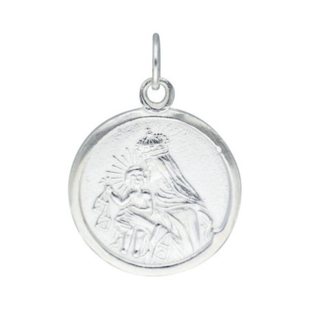 Medalla Escapulario V.Carmen Y S. Corazón plata de ley 22  MM plata de ley