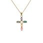 Collar cruz multicolor Arisa plata chapada oro Victoria Cruz