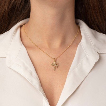 Collar cruces crystal La Boheme plata chapada oro Victoria Cruz