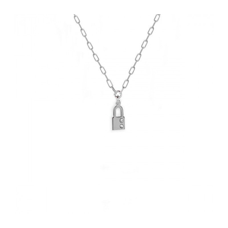 Collar Candado crystal plata rodiada Victoria Cruz