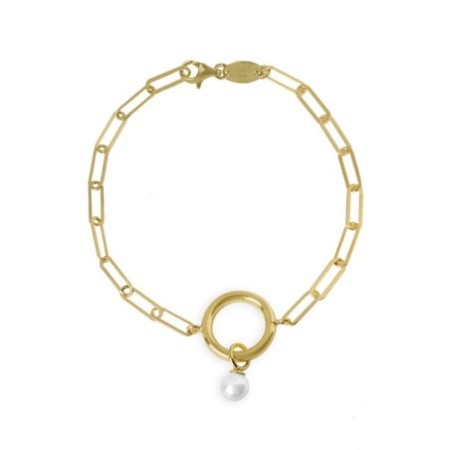 Pulsera perla circulos de jet´aime plata chapada oro Victoria Cruz