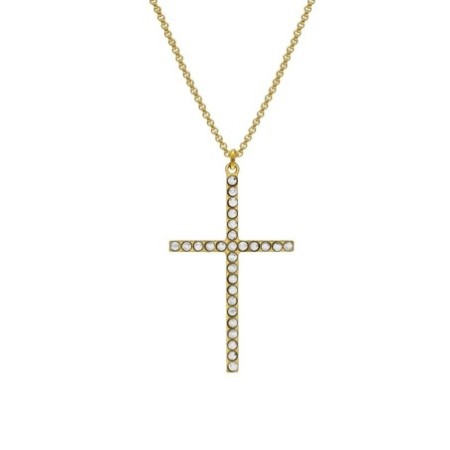 Gargantilla cruz crystal de alma plata chapada oro Victoria Cruz