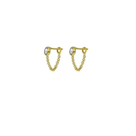 Pendientes cadena crystal de Lis plata chapada oro Victoria Cruz