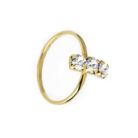 Anillo triple Cateryna crystal plata chapada oro