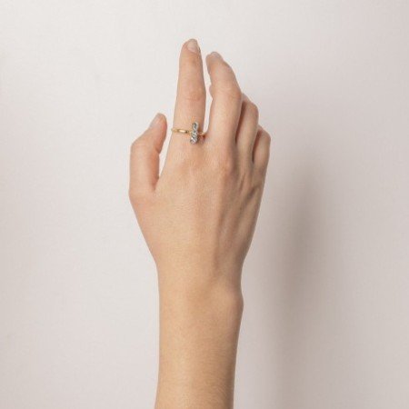Anillo triple Cateryna crystal plata chapada oro