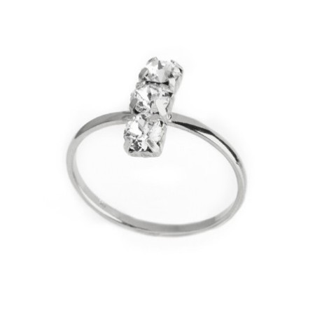 Anillo triple Cateryna crystal plata rodiada