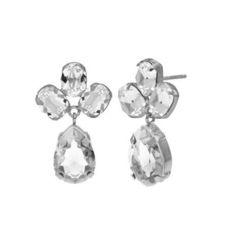 Pendientes presión lágrimas plata rodiada Victoria Cruz