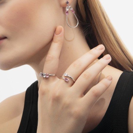 Anillo doble oval plata rodiada Victoria Cruz