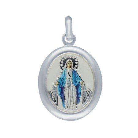 Medalla milagrosa esmalte 32 MM plata de ley