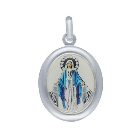 Medalla milagrosa esmalte 32 MM plata de ley