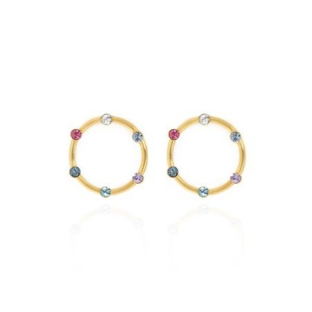 Pendientes Iris multicolor plata chapada oro Victoria Cruz