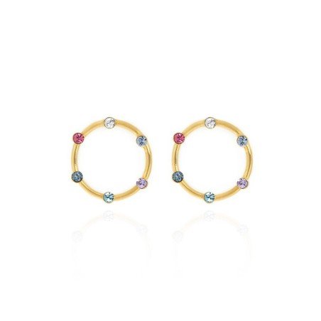 Pendientes Iris multicolor plata chapada oro Victoria Cruz