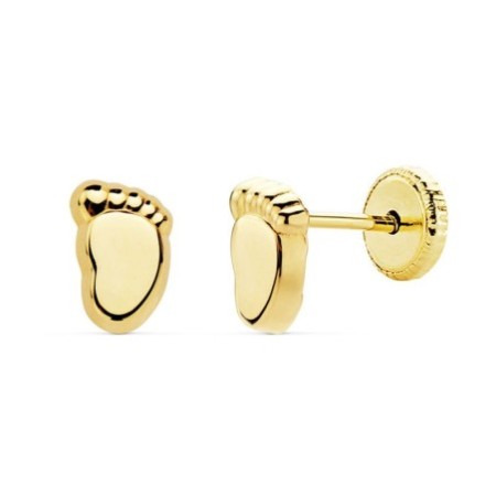 Pendientes rosca pies liso oro 18 K