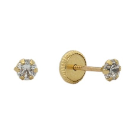 Pendientes rosca seis garras Oro 18 K