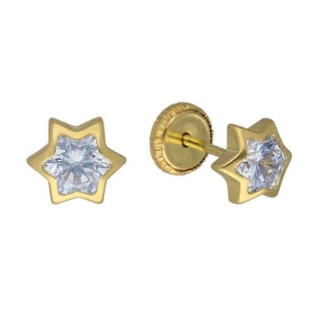 Pendientes rosca estrella Oro 18 K