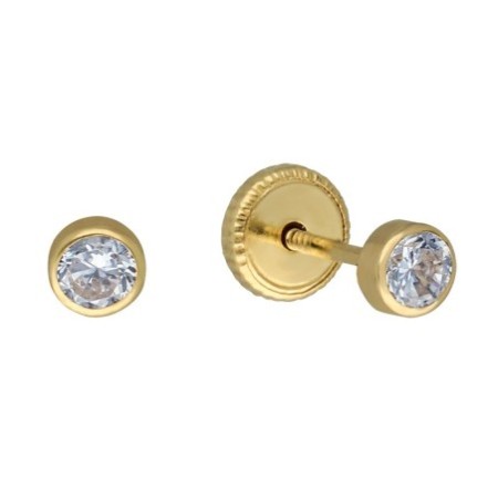 Pendientes rosca chatón 3 MM Oro 18 K