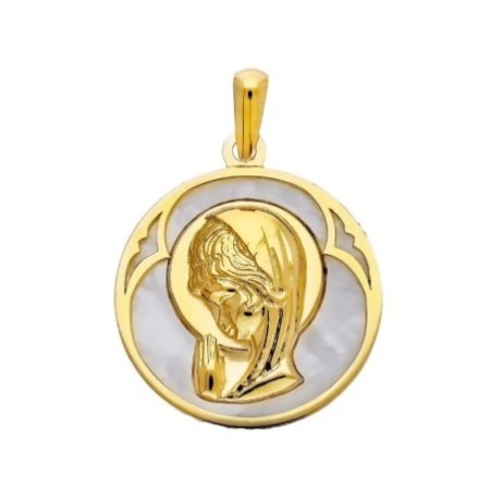 Medalla Virgen niña 18 MM bicolor Oro 18 K