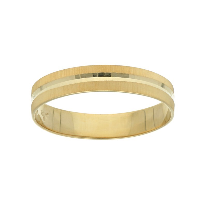 Alianza mate brillo centro 4 MM Oro 18 K