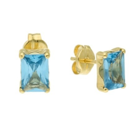 Pendientes presión agua marina Oro 18 K