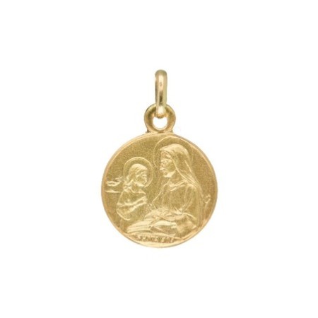 Medalla redonda 14 MM sin filo Santa Ana Oro 18 K
