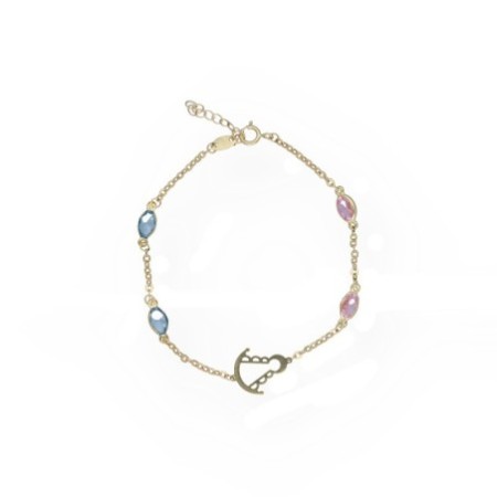 Pulsera Virgen del Rocío piedras colores Oro 18 K