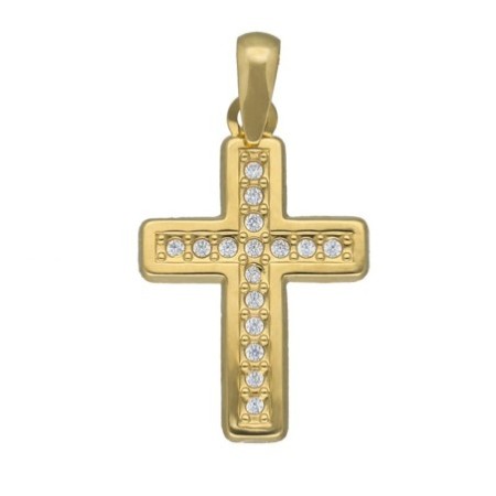 Colgante cruz circonitas 19,5 MM Oro 18 K