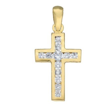 Colgante cruz circonitas 19 MM Oro 18 K