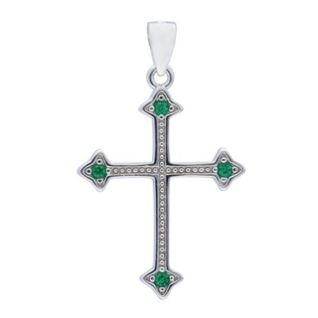 Colgante cruz circonitas verdes plata rodiada