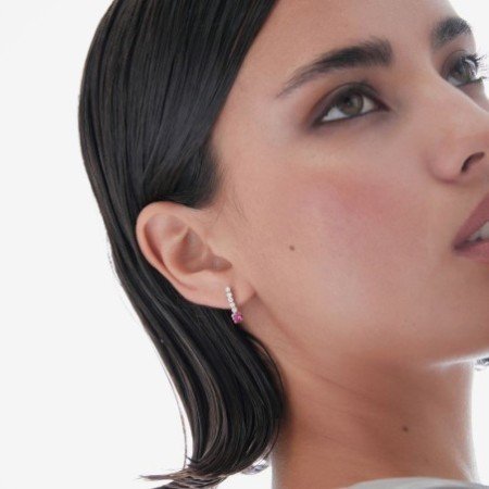 Pendientes presión cascada plata rodiada Victoria Cruz