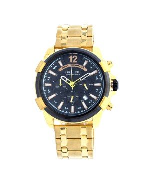 Reloj Skyline Analógico Dorado Esfera Negra Hombre