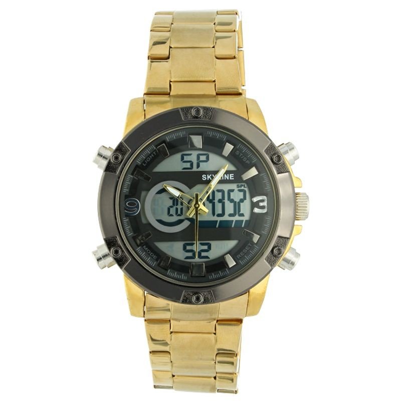 Reloj Skyline Analógico/Digital Dorado Esfera Negra Hombre Reloj Skyline Analógico/Digital Dorado Esfera Negra Hombre