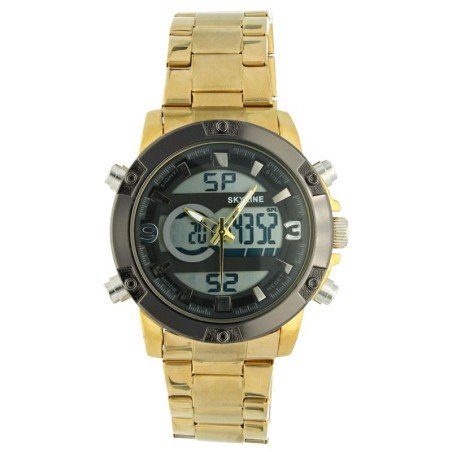 Reloj Skyline Analógico/Digital Dorado Esfera Negra Hombre