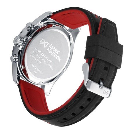 Reloj Mark Maddox HC0120-57 analógico hombre acero negro y rojo