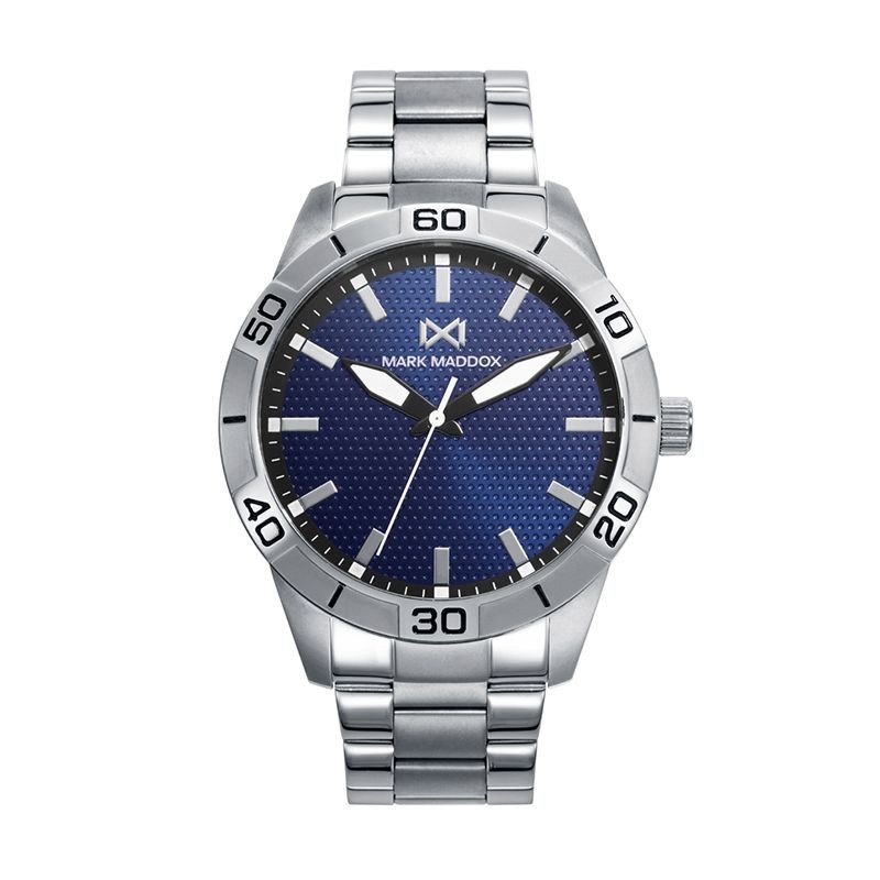 Reloj MARK MADDOX Mission Hombre - Brazalete de Acero con Esfera Azul Marino - Bisel Plateado con Números | 5 ATM | HM7148-37 Reloj MARK MADDOX Mission Hombre - Brazalete de Acero con Esfera Azul Marino - Bisel Plateado con Números | 5 ATM | HM7148-37