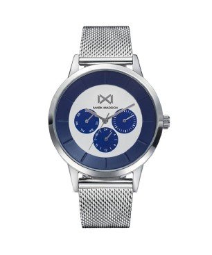 Reloj Mark Maddox HM7134-37 analógico hombre malla plateado y azul