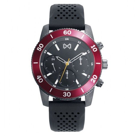 Reloj Mark Maddox HC7125-56 analógico hombre piel negro y rojo