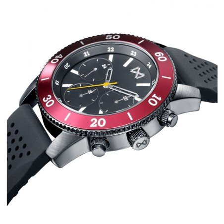 Reloj Mark Maddox HC7125-56 analógico hombre piel negro y rojo