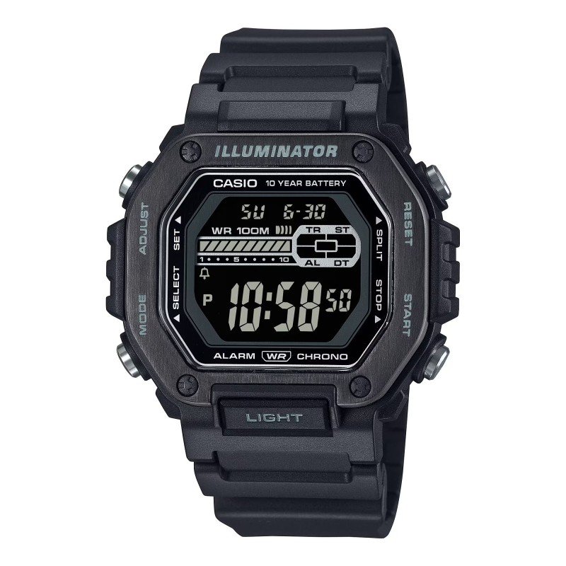 Reloj CASIO Hombre - Diseño Angular con Correa de Silicona Negra y Esfera Digital | 10 ATM | MWD-110HB-1BVEF Reloj CASIO Hombre - Diseño Angular con Correa de Silicona Negra y Esfera Digital | 10 ATM | MWD-110HB-1BVEF