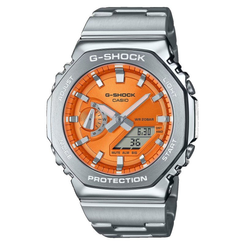 Reloj G-SHOCK Hombre - Analógico-Digital Bisel Octogonal Metalizado y Esfera Naranja - Resistente al Agua 20 BAR | GM-2110D-4AER