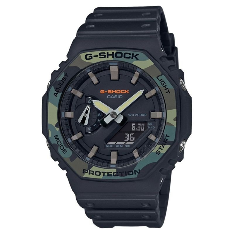 Reloj G-SHOCK Hombre - Analógico-Digital Correa y Esfera Negra con Bisel Camuflaje - Resistente al Agua 20 BAR | GA-2100SU-1AER Reloj G-SHOCK Hombre - Analógico-Digital Correa y Esfera Negra con Bisel Camuflaje - Resistente al Agua 20 BAR | GA-2100SU-1AER