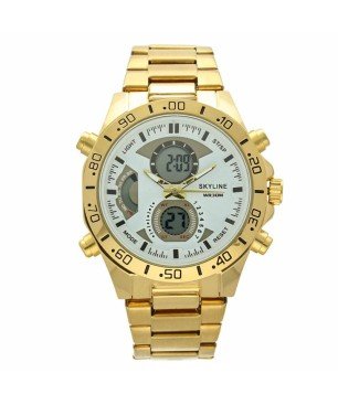 Reloj Skyline Analógico/digital Dorado Esfera Blanca Hombre