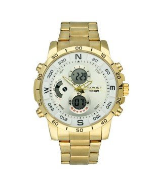 Reloj Skyline Analógico/digital Dorado Esfera Blanca Hombre